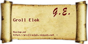 Groll Elek névjegykártya